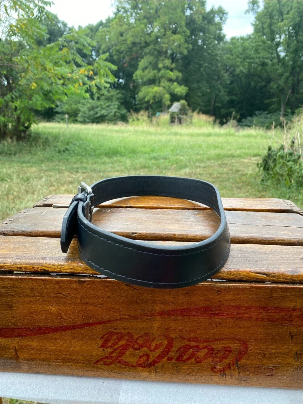 Heavy-Duty Black Full Grain Leather Belt Men's Size 34 - Durable Everyday Style